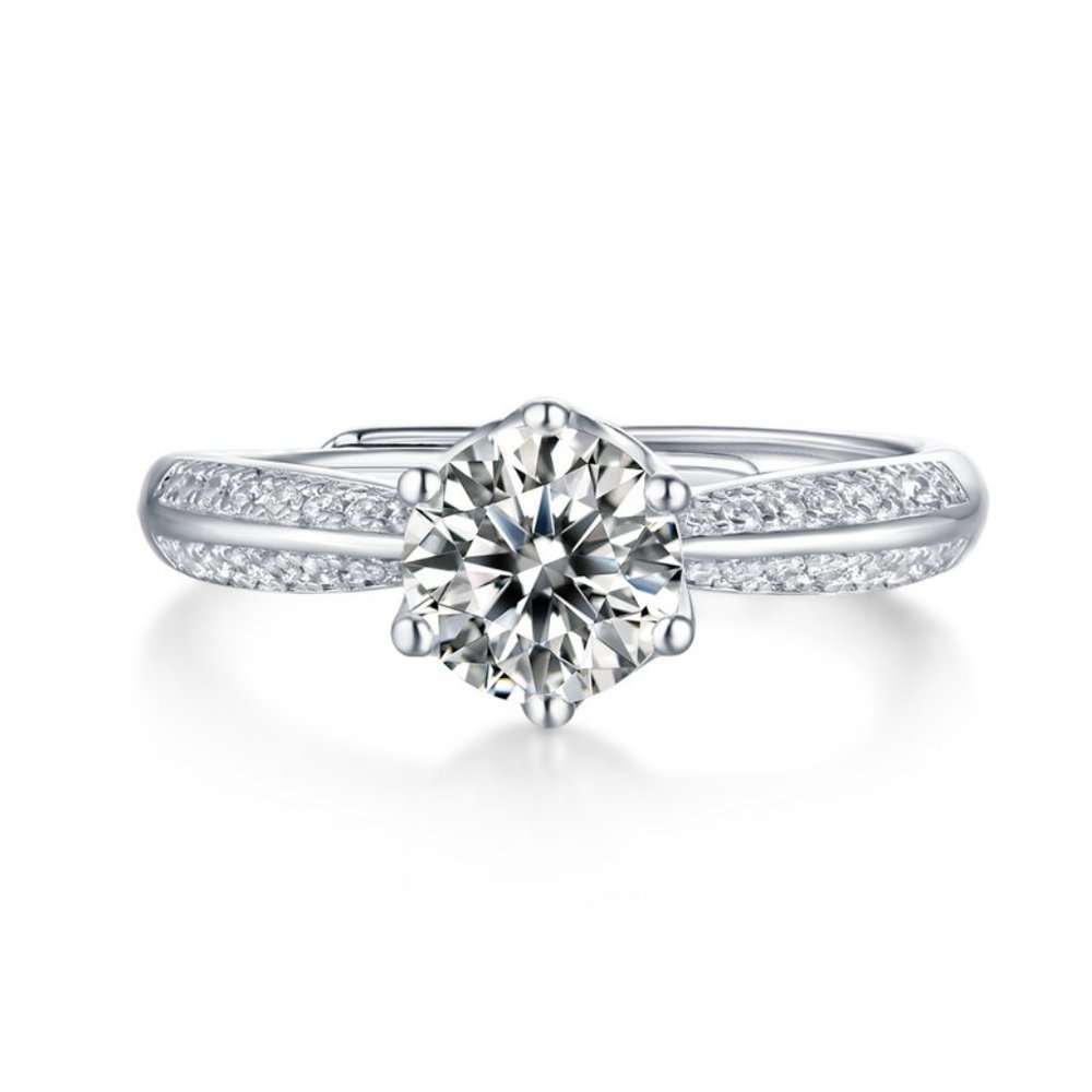 Certified 3ct. t.w. Diamond Moissanite Solitaire Engagement Ring NEW A - Picture 5 of 9